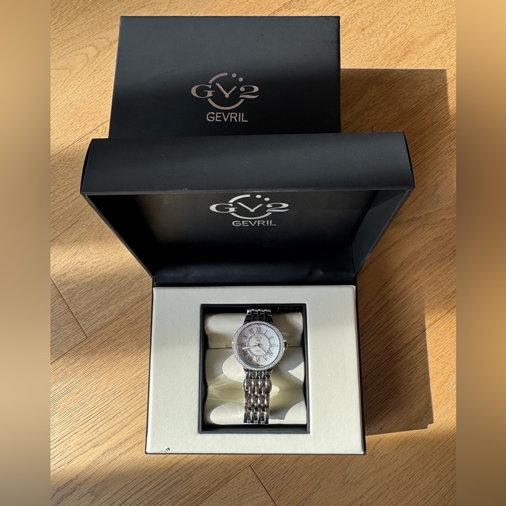 Gevril Silver Watch with Box